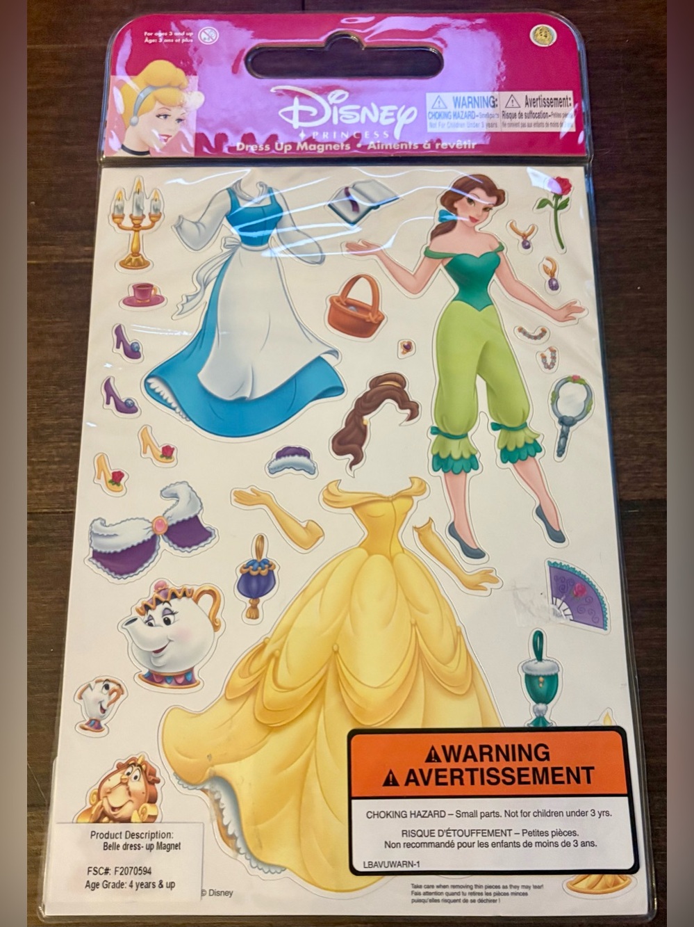 Sandylion Disney Princess Magnet Dress-Up Set Belle NIP Beauty and the Beast